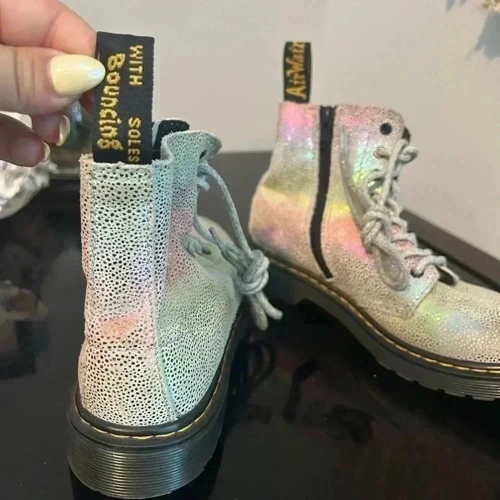 Dr. Martens 1460 PASCAL J Multicolor Leather Lace Up/Zip Ankle Kids Size 2